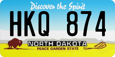 ND license plate HKQ874