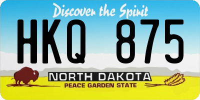 ND license plate HKQ875