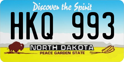 ND license plate HKQ993