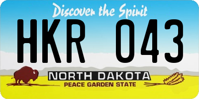 ND license plate HKR043