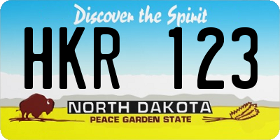 ND license plate HKR123