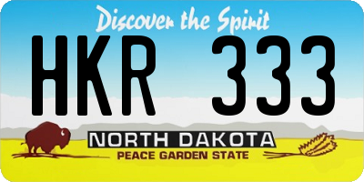 ND license plate HKR333