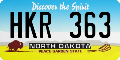 ND license plate HKR363