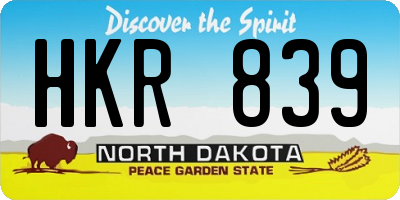 ND license plate HKR839