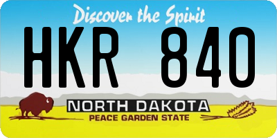 ND license plate HKR840