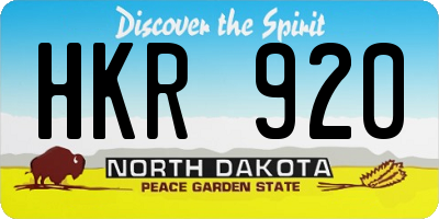 ND license plate HKR920