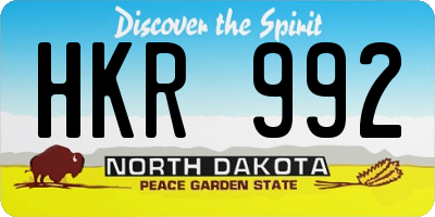 ND license plate HKR992