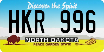 ND license plate HKR996