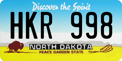 ND license plate HKR998