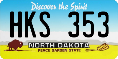 ND license plate HKS353