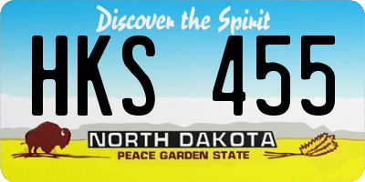 ND license plate HKS455