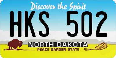 ND license plate HKS502