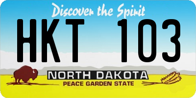 ND license plate HKT103