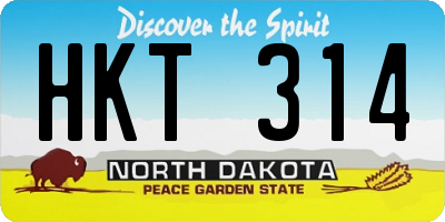 ND license plate HKT314