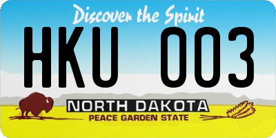 ND license plate HKU003