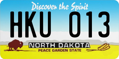 ND license plate HKU013