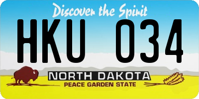 ND license plate HKU034