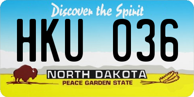 ND license plate HKU036