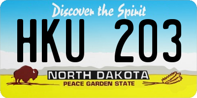 ND license plate HKU203