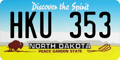 ND license plate HKU353
