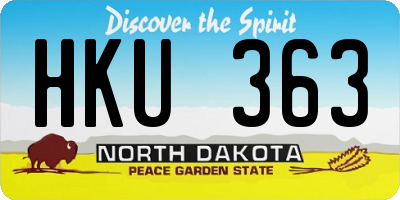 ND license plate HKU363