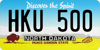 ND license plate HKU500