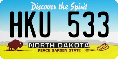 ND license plate HKU533