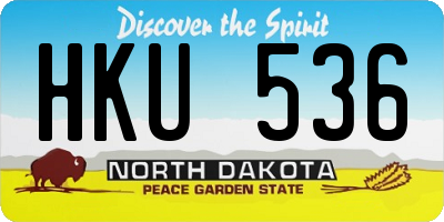 ND license plate HKU536