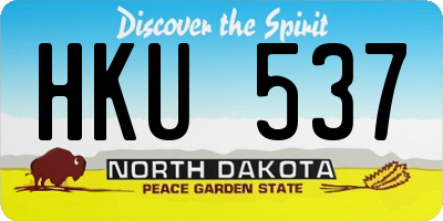 ND license plate HKU537