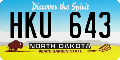 ND license plate HKU643