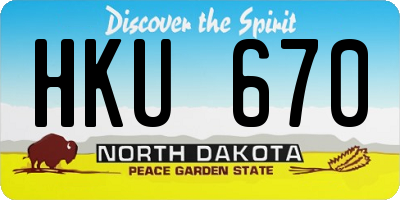 ND license plate HKU670