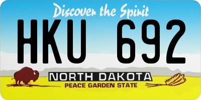 ND license plate HKU692