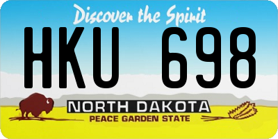 ND license plate HKU698