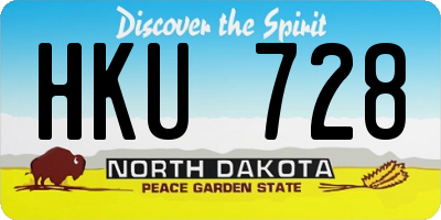 ND license plate HKU728