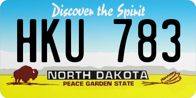 ND license plate HKU783