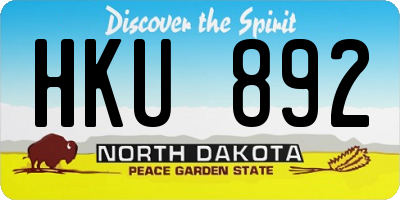 ND license plate HKU892