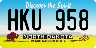 ND license plate HKU958