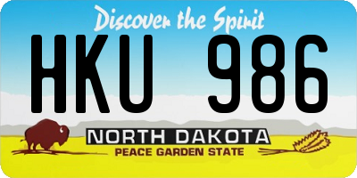 ND license plate HKU986