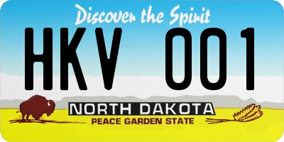 ND license plate HKV001