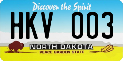 ND license plate HKV003