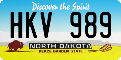 ND license plate HKV989