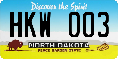 ND license plate HKW003