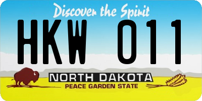 ND license plate HKW011