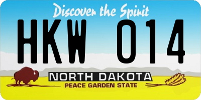 ND license plate HKW014
