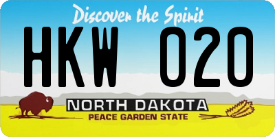 ND license plate HKW020