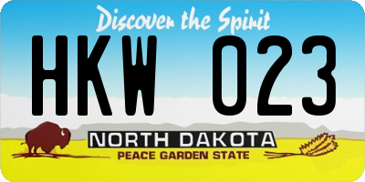 ND license plate HKW023