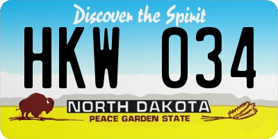 ND license plate HKW034