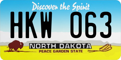 ND license plate HKW063