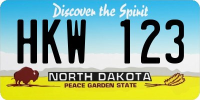 ND license plate HKW123