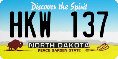 ND license plate HKW137